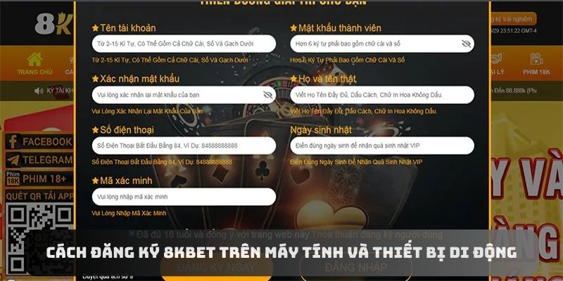 Cách đăng ký 8KBET trên máy tính và thiết bị di động