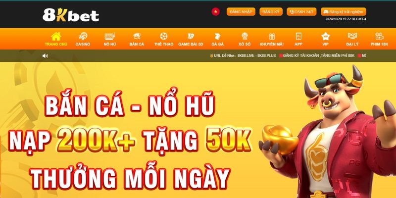Đăng nhập 8KBET qua website